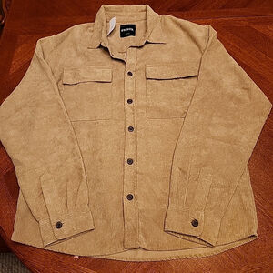 RSQ Men’s Tan Corduroy Shirt Medium NWT Oversized Long Sleeve Button-Up